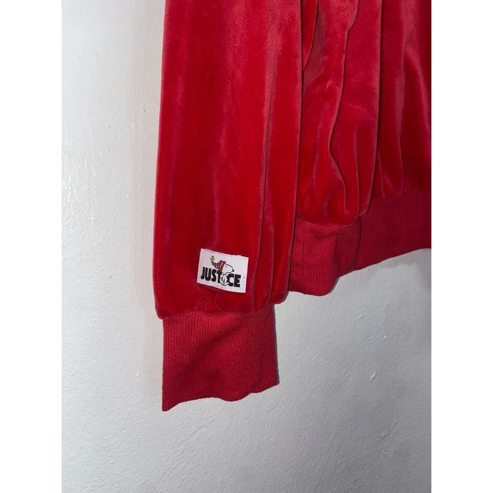 Justice Peanuts Snoopy Christmas Velour Hoodie Joggers Tracksuit Set Red Girl XL